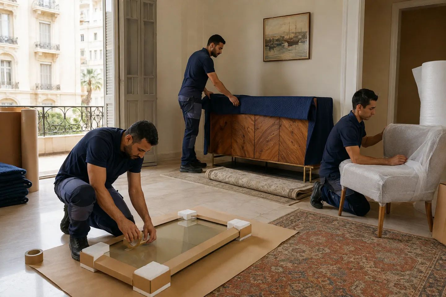 تغليف الأثاث في الإسكندرية حسب الخامة ومسار التحميل